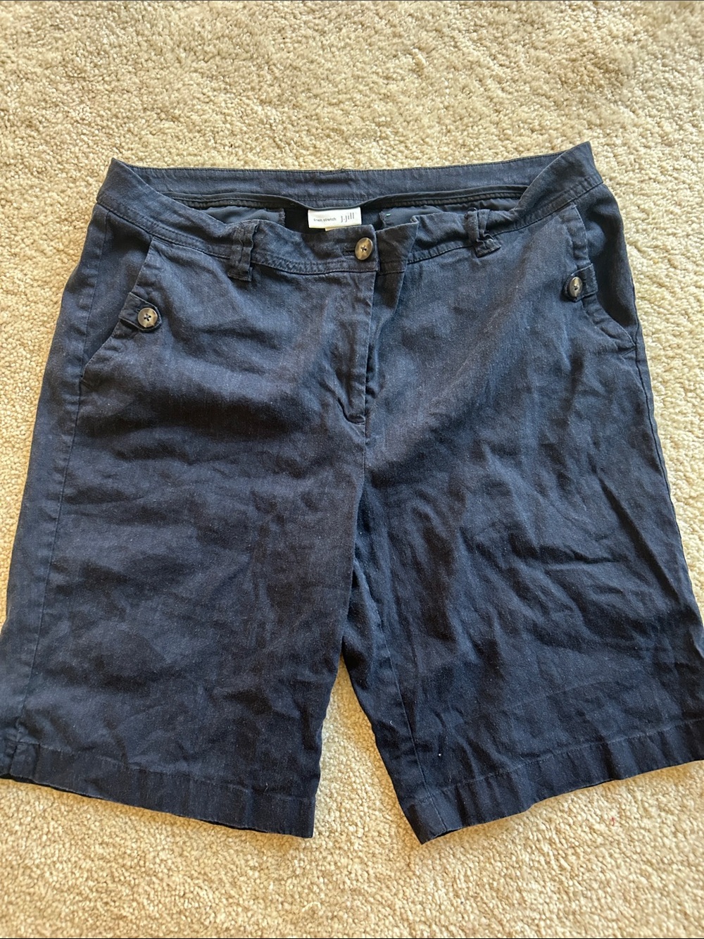 J. Jill Navy Button-Accent Bermuda Shorts